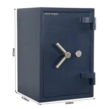 Rottner Wertschutzschrank EN 1 Exklusiv Titan Fire 65 Doppelbartschloss blau T06469